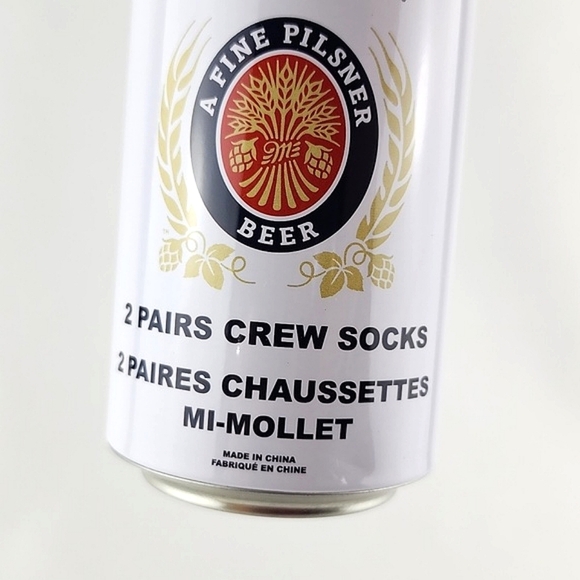 2 Pairs Crew Socks Blue Red White Miller Lite Shoe Size 8-12 - Picture 2 of 9